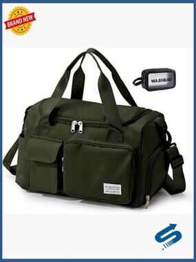 Travel Duffle Bag with Shoe Compartment, Weekender Gym Tote
